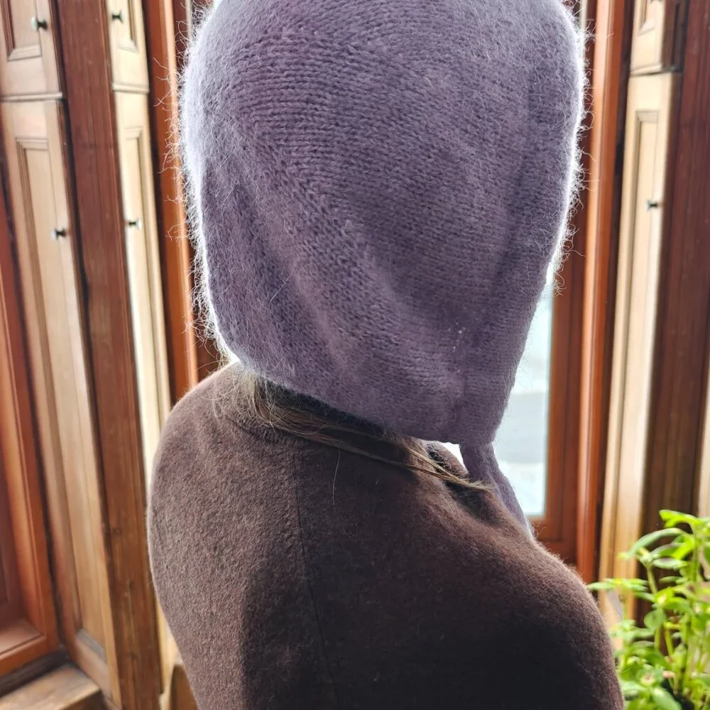 Handmade Big Bow Bonnet - Hand Knit - Lavender - Picture 7 of 8